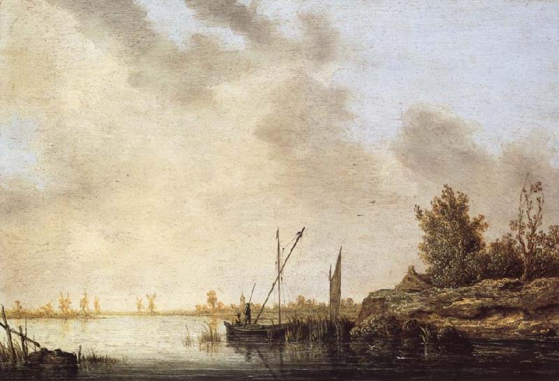 Aelbert Cuyp A River Scene with Distant Windmills China oil painting art